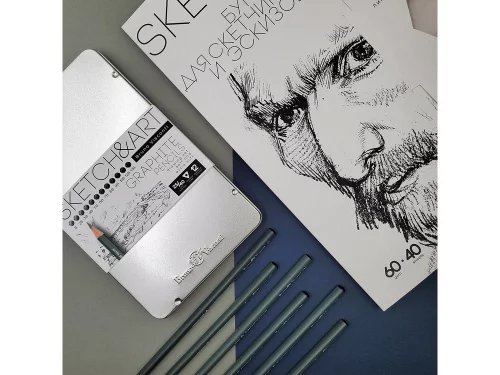 Набор чернографитовых карандашей Sketch & Art ,12 шт. b-14b, металлическая коробка с ложементом фото 3 Набор чернографитовых карандашей Sketch & Art ,12 шт. b-14b, металлическая коробка с ложементом фото 3