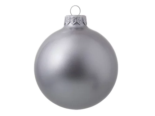 Стеклянный елочный шар Christmas bauble, серебро, металлик, с серебристым колпачком в черной коробке Стеклянный елочный шар Christmas bauble, серебро, металлик, с серебристым колпачком в черной коробке