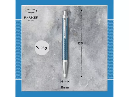 Шариковая ручка Parker IM Premium K318  Blue Grey CT, стержень: M, цвет чернил: blue, в подарочной упаковке. фото 7
