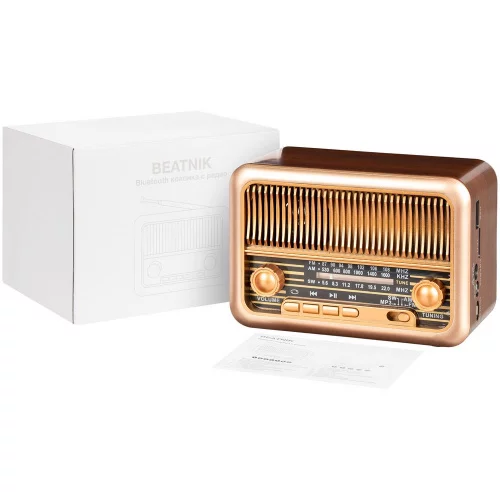 Bluetooth-колонка с радио Beatnik, коричневая фото 8