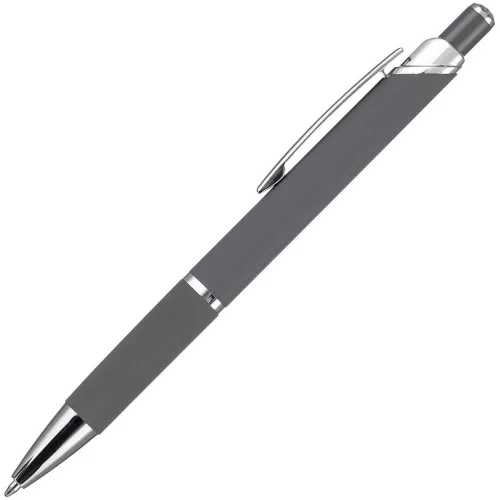 Ручка шариковая Chromos Soft Touch, серая фото 2