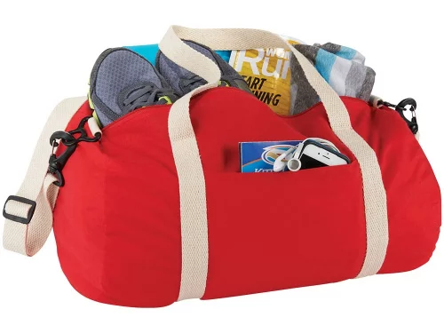 Хлопковая сумка Barrel Duffel, красный/бежевый фото 3
