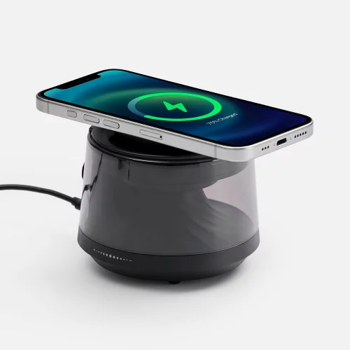 Bluetooth-колонка с подсветкой и беспроводной зарядкой Quantum, черная фото 2