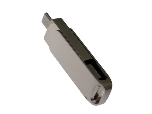 USB 2.0- флешка на 64 Гб поворотный механизм 2 в 1, c дополнительным разъемом Type-C с одноцветным металлическим клипом, серый фото 2 USB 2.0- флешка на 64 Гб поворотный механизм 2 в 1, c дополнительным разъемом Type-C с одноцветным металлическим клипом, серый фото 2