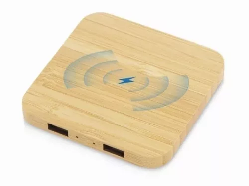 USB-хаб с беспроводной зарядкой из бамбука «Plato», 5 Вт фото 12