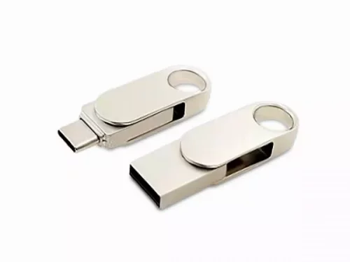 USB 2.0- флешка «Uranium» на 8 Гб с поворотным механизмом и дополнительным разъемом Type-C фото 2