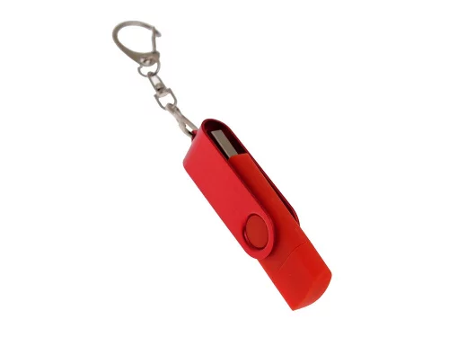 USB-флешка на 64 Гб 2 в 1 поворотный механизм, c дополнительным разъемом Type-C с одноцветным металлическим клипом, красный фото 5