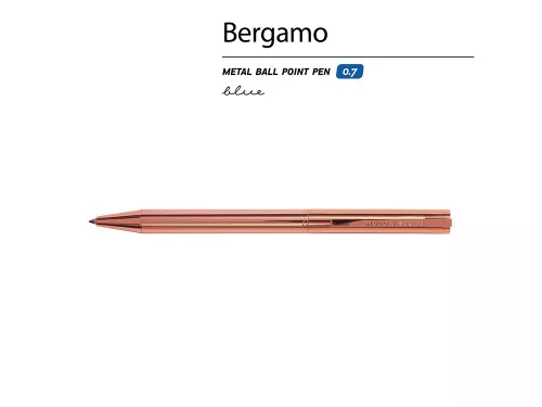 Ручка металлическая шариковая Bergamo, розовое золото фото 8
