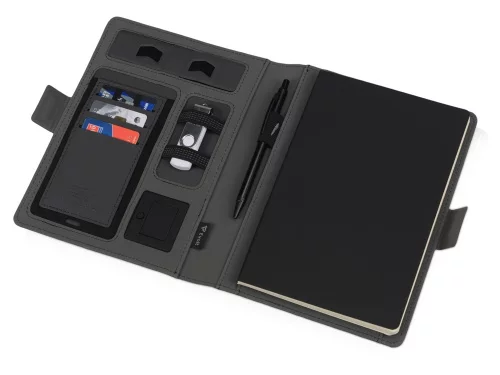 Органайзер с беспроводной зарядкой 5000 mAh Powernote, темно-серый фото 3