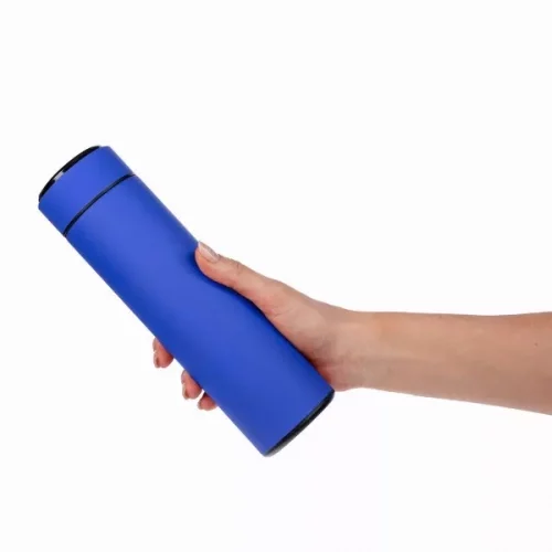 Смарт-бутылка с заменяемой батарейкой Long Therm Soft Touch, синяя фото 13