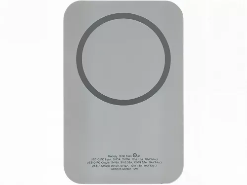 Магнитный беспроводной внешний аккумулятор MagnetIQ, 5000 mah, 10 W, серый Cool gray 7C фото 3