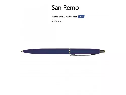 Ручка металлическая шариковая San Remo, 1,0мм, синие чернила, ярко-синий фото 3 Ручка металлическая шариковая San Remo, 1,0мм, синие чернила, ярко-синий фото 3