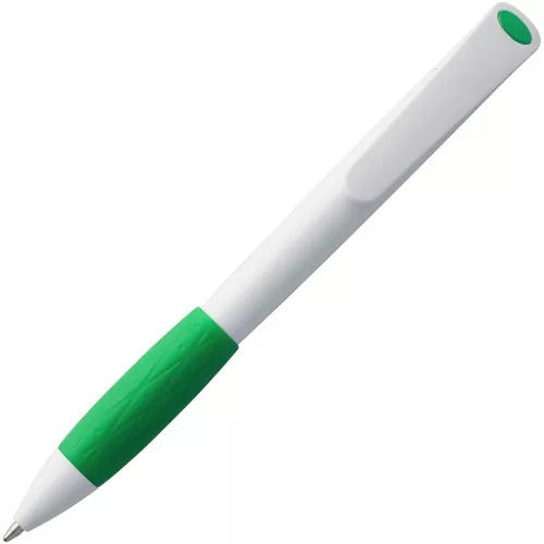 Ручка шариковая Grip, белая с зеленым фото 3 Ручка шариковая Grip, белая с зеленым фото 3