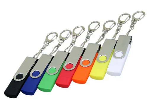Флешка с  поворотным механизмом, c дополнительным разъемом Micro USB, 64 Гб, красный фото 3