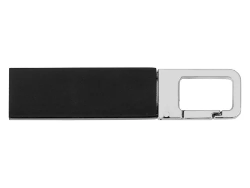 Флеш-карта USB 2.0 16 Gb с карабином Hook, черный/серебристый фото 2