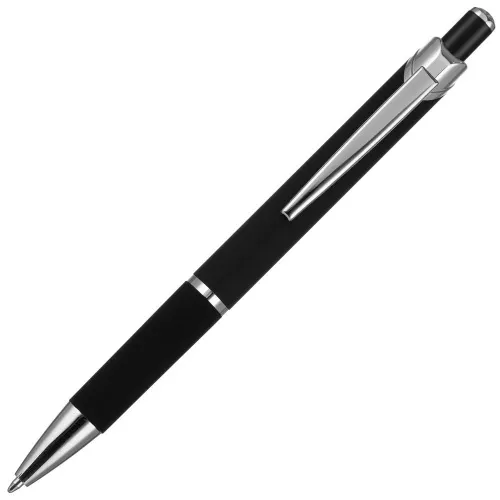 Ручка шариковая Chromos Soft Touch, черная фото 2