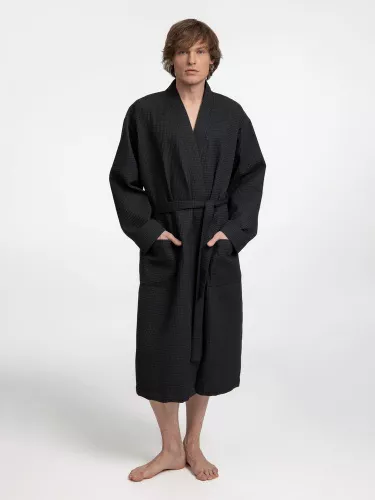 Халат вафельный Kimono, черный фото 7 Халат вафельный Kimono, черный фото 7