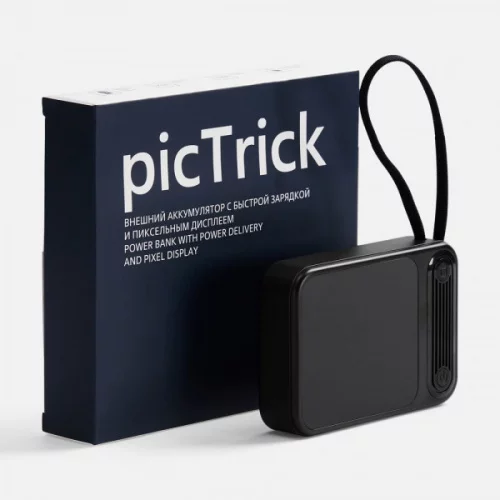 Внешний аккумулятор с пиксельным дисплеем picTrick 10000 мАч, черный фото 5