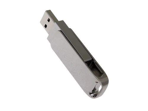 USB 2.0- флешка на 16 Гб поворотный механизм 2 в 1, c дополнительным разъемом Type-C с одноцветным металлическим клипом, серебристый фото 2