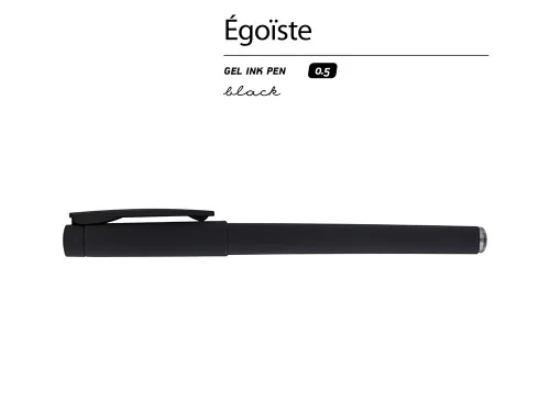 Ручка пластиковая гелевая Egoiste Black под персонализацию, черные чернила, черная фото 3