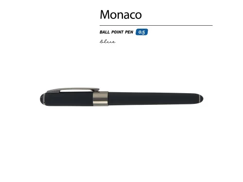 Ручка пластиковая шариковая Monaco, 0,5мм, синие чернила, черный/вороненая сталь фото 3