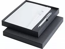 Набор Legato Elegance из блокнота формата А5 в твердой обложке и ручки-роллера, белый/белый