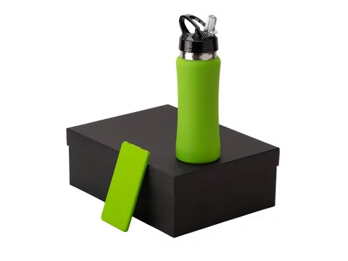 Подарочный набор с бутылкой для воды и повербанком С1, 5000 mAh, зеленое яблоко фото 2