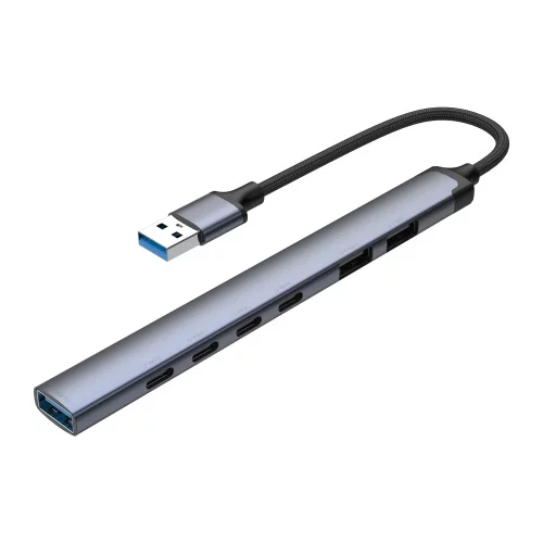 USB-хаб USB-A 3.0 + 2xUSB-A 2.0 + 4xUSB-C, серый, Deppa фото 2