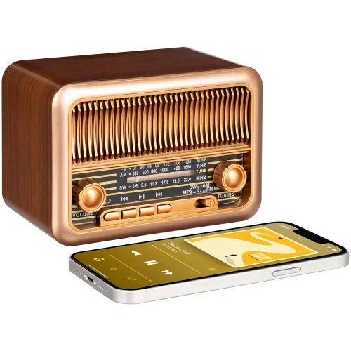 Bluetooth-колонка с радио Beatnik, коричневая фото 7