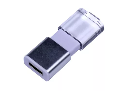 USB-флешка промо на 32 Гб прямоугольной формы, выдвижной механизм, белый фото 2