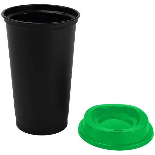 Стакан с крышкой Color Cap Black, черный с зеленым фото 2