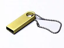 USB 2.0-флешка на 512 Мбайт с мини чипом и круглым отверстием, золотистый