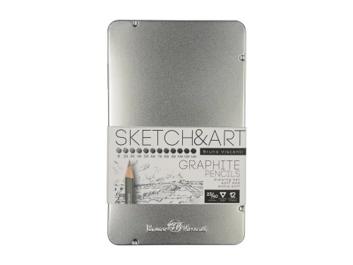 Набор чернографитовых карандашей Sketch & Art ,12 шт. b-14b, металлическая коробка с ложементом Набор чернографитовых карандашей Sketch & Art ,12 шт. b-14b, металлическая коробка с ложементом