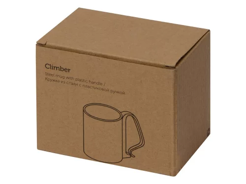 Стальная кружка Climber с пластиковой ручкой, серебристый/черный фото 5
