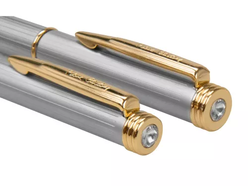 Набор Pierre Cardin PEN&PEN: ручка шариковая + роллер. Цвет - серебристо-бежевый. Упаковка Е. фото 2