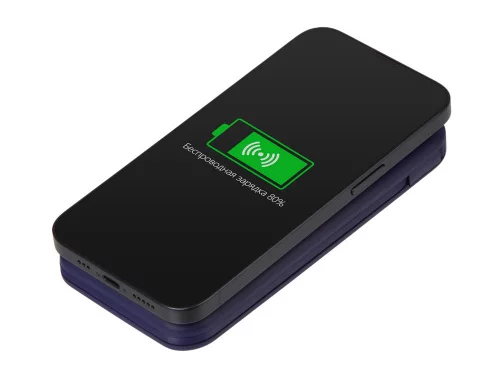 Внешний беспроводной аккумулятор с подсветкой лого Astro, 10000 mAh, темно-синий (Р) фото 3
