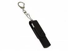 USB-флешка на 16 Гб 2 в 1 поворотный механизм, c дополнительным разъемом Type-C с одноцветным металлическим клипом, черный