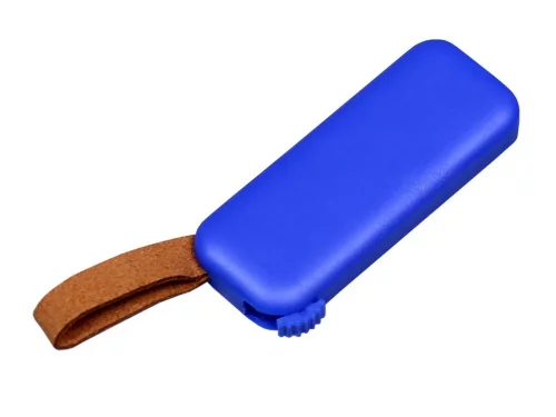 USB-флешка промо на 32 Гб прямоугольной формы, выдвижной механизм, синий фото 2