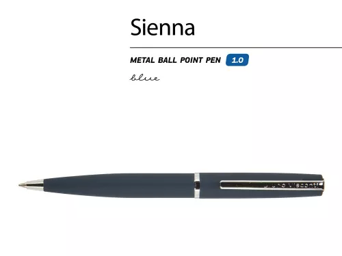 Ручка Sienna шариковая  автоматическая, синий металлический корпус, 1.0 мм, синяя фото 3