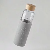 Бутылка для воды стеклянная Refine, в чехле, 550 мл, серый