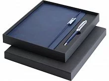 Набор Legato Elegance из блокнота формата А5 в твердой обложке и ручки-роллера, белый/синий