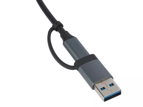 USB-хаб Link с коннектором 2-в-1 USB-C и USB-A, 2.0/3.0, серый фото 3