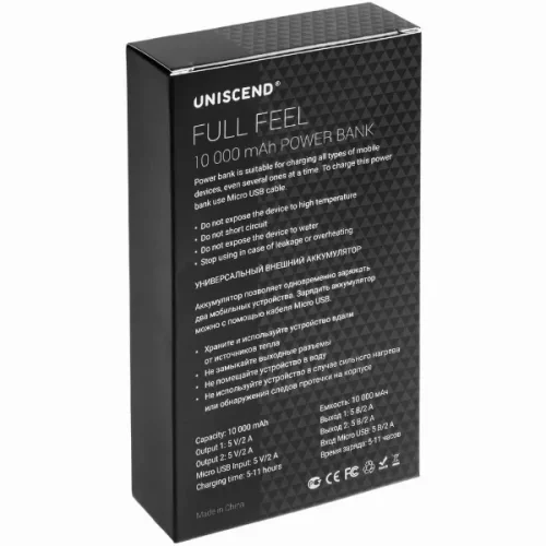 Внешний аккумулятор Uniscend Full Feel 10000 мАч с индикатором, черный фото 11