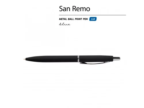 Ручка SAN REMO шариковая  автоматическая, черный металлический корпус, 1.00 мм, синяя фото 3