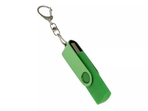 USB-флешка на 64 Гб 2 в 1 поворотный механизм, c дополнительным разъемом Type-C с одноцветным металлическим клипом, зеленый фото 5