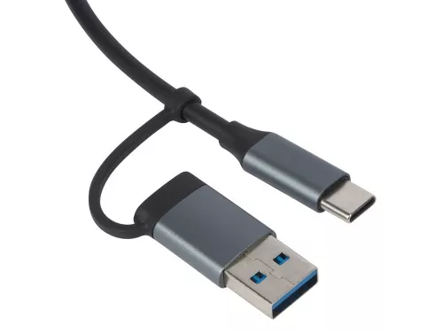 USB-хаб Link с коннектором 2-в-1 USB-C и USB-A, 2.0/3.0, серый фото 2