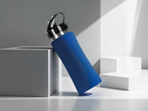 Подарочный набор с бутылкой для воды и повербанком С2, 10000 mAh, темно-синий фото 5