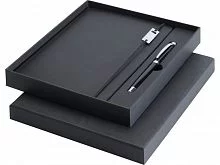 Набор Legato Elegance из блокнота формата А5 в твердой обложке и ручки-роллера, черный/черный