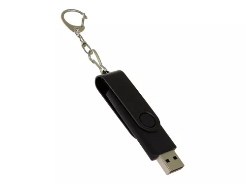 USB-флешка на 32 Гб 2 в 1 поворотный механизм, c дополнительным разъемом Type-C с одноцветным металлическим клипом, черный фото 2