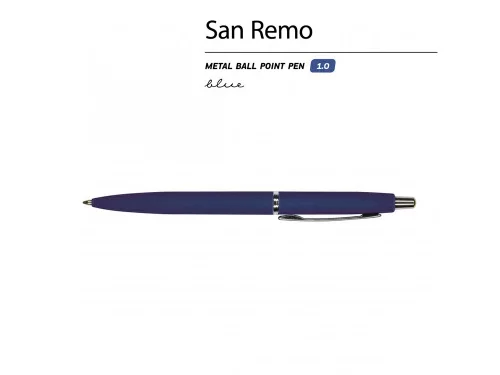 Ручка металлическая шариковая San Remo, 1,0мм, синие чернила, ярко-синий фото 3